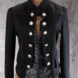 LAST KISS Black Blazer with Faux Leather Vest
